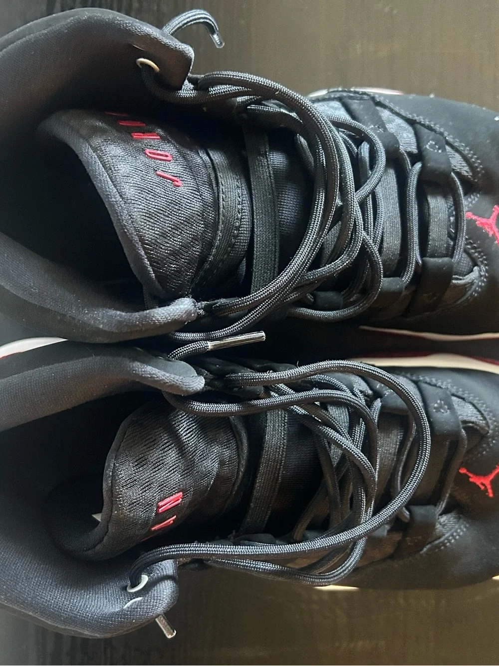 Men’s Jordan’s - Black and Red suede High-Top Basketball Sneakers